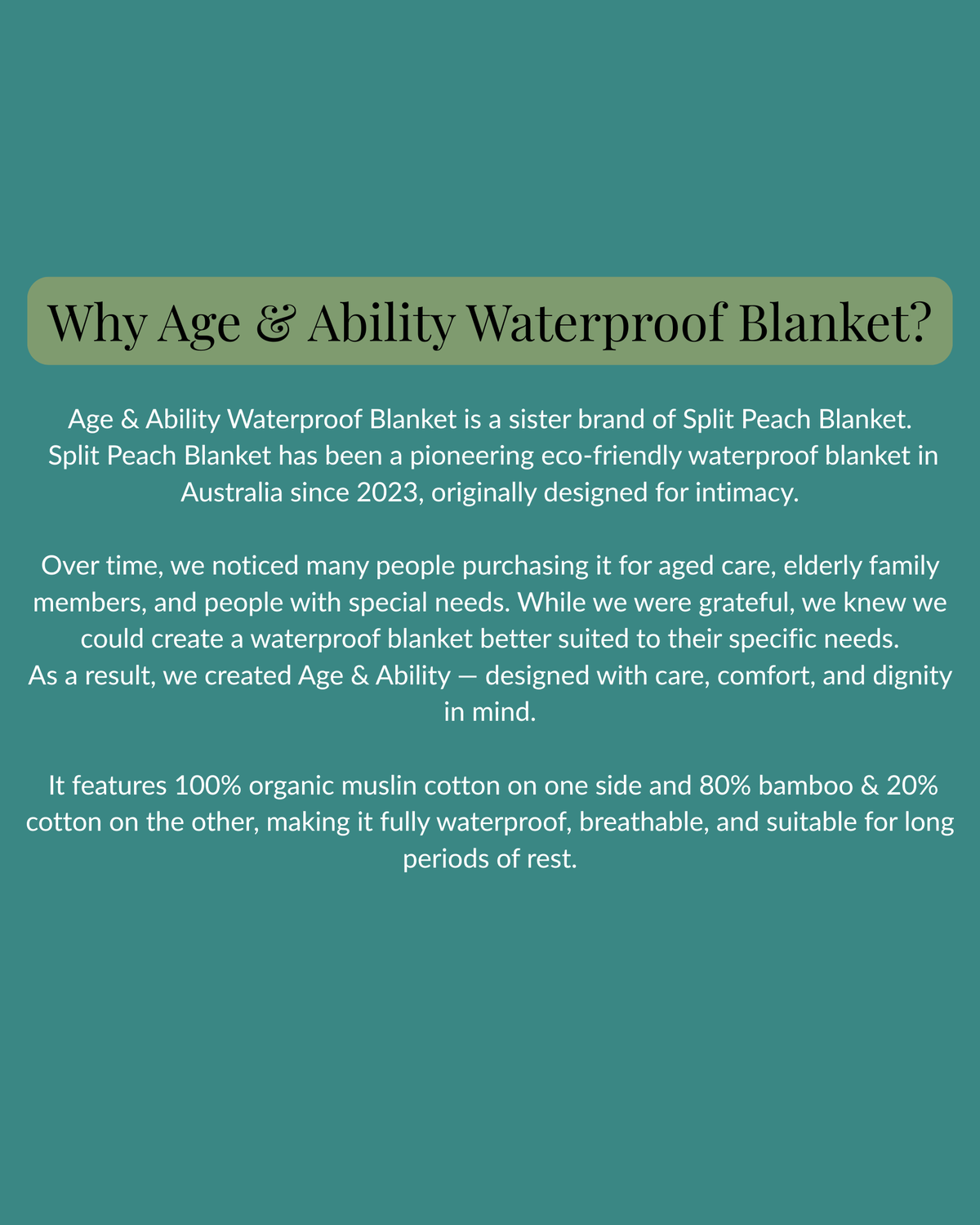 Age & Ability™ Premium Waterproof Care Blanket-Matcha&Sage
